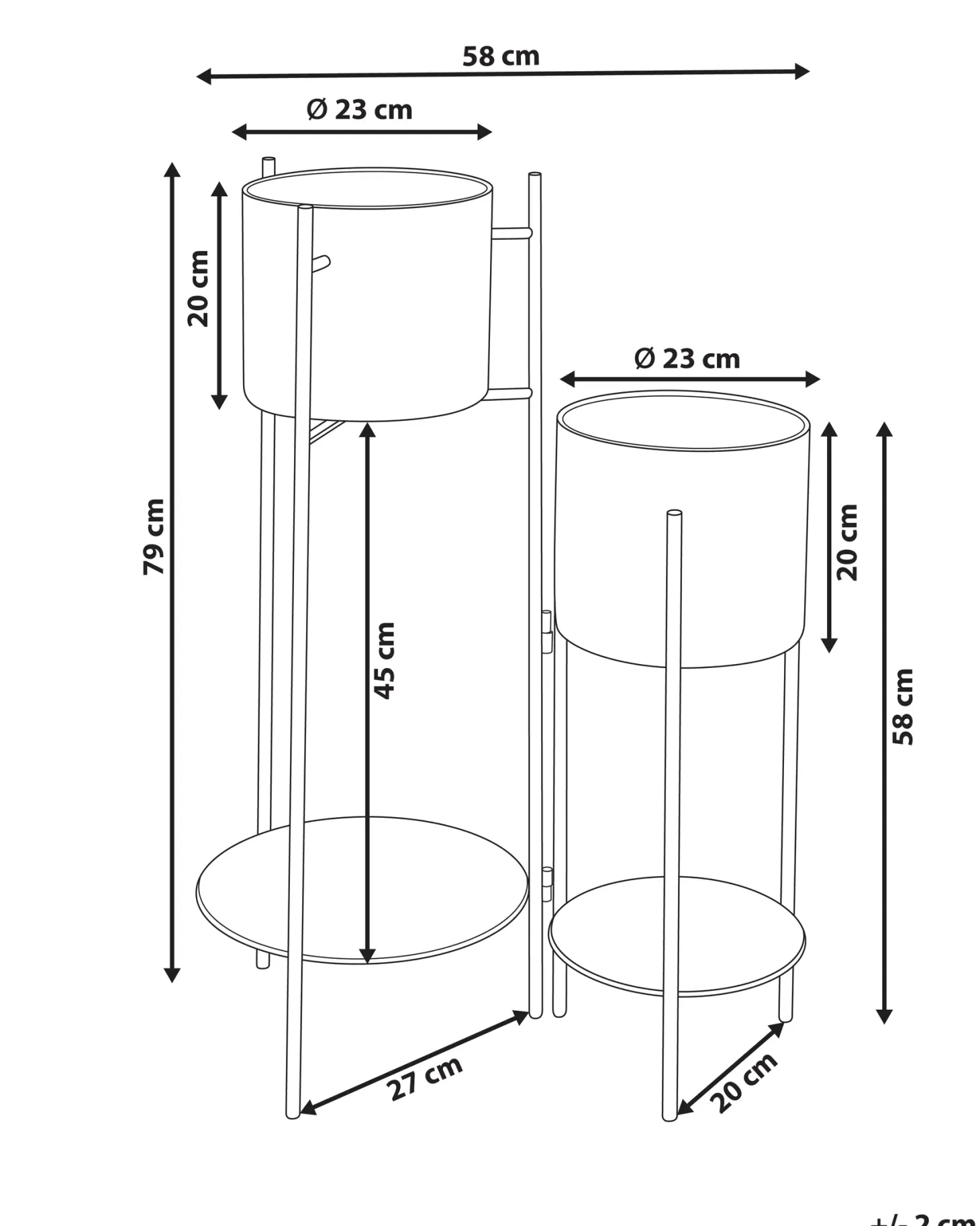 Kwietnik ULMUS Metal 58 cm Czarny