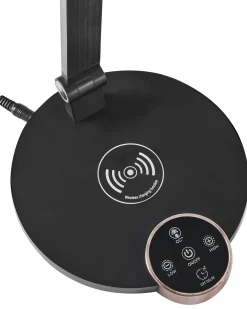 Lampa biurkowa LED CAROY Z ładowarką indukcyjną Czarny