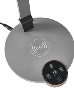 Lampa biurkowa LED CAROY Z ładowarką indukcyjną Szary