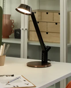 Lampa biurkowa LED CHAMAELEON Ze ściemniaczem Metal Miedziany