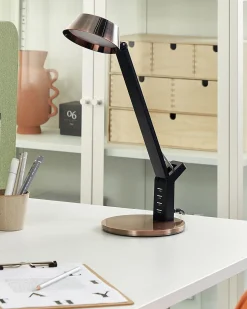 Lampa biurkowa LED CHAMAELEON Ze ściemniaczem Metal Miedziany