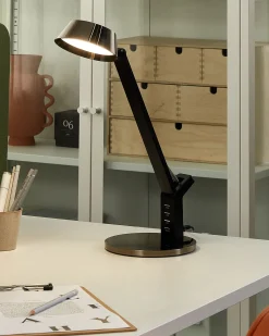 Lampa biurkowa LED CHAMAELEON Z portem USB Metal Mosiężny