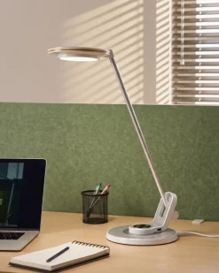 Lampa biurkowa LED CORVUS Ze ściemniaczem Metal Biały/ srebrny