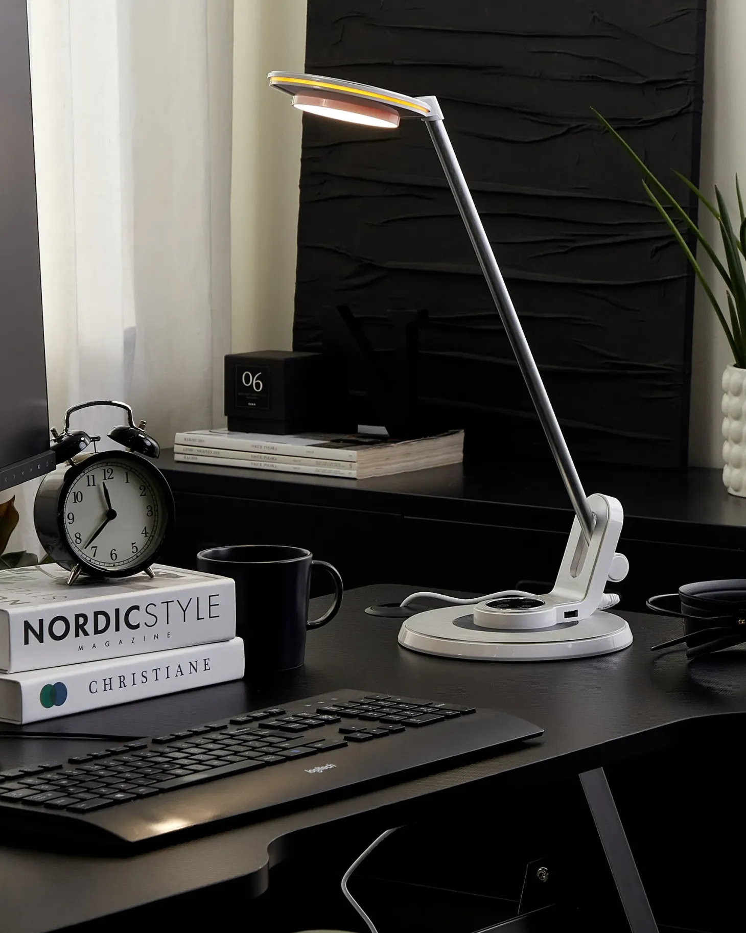Lampa biurkowa LED CORVUS Ze ściemniaczem Metal Biały/ srebrny