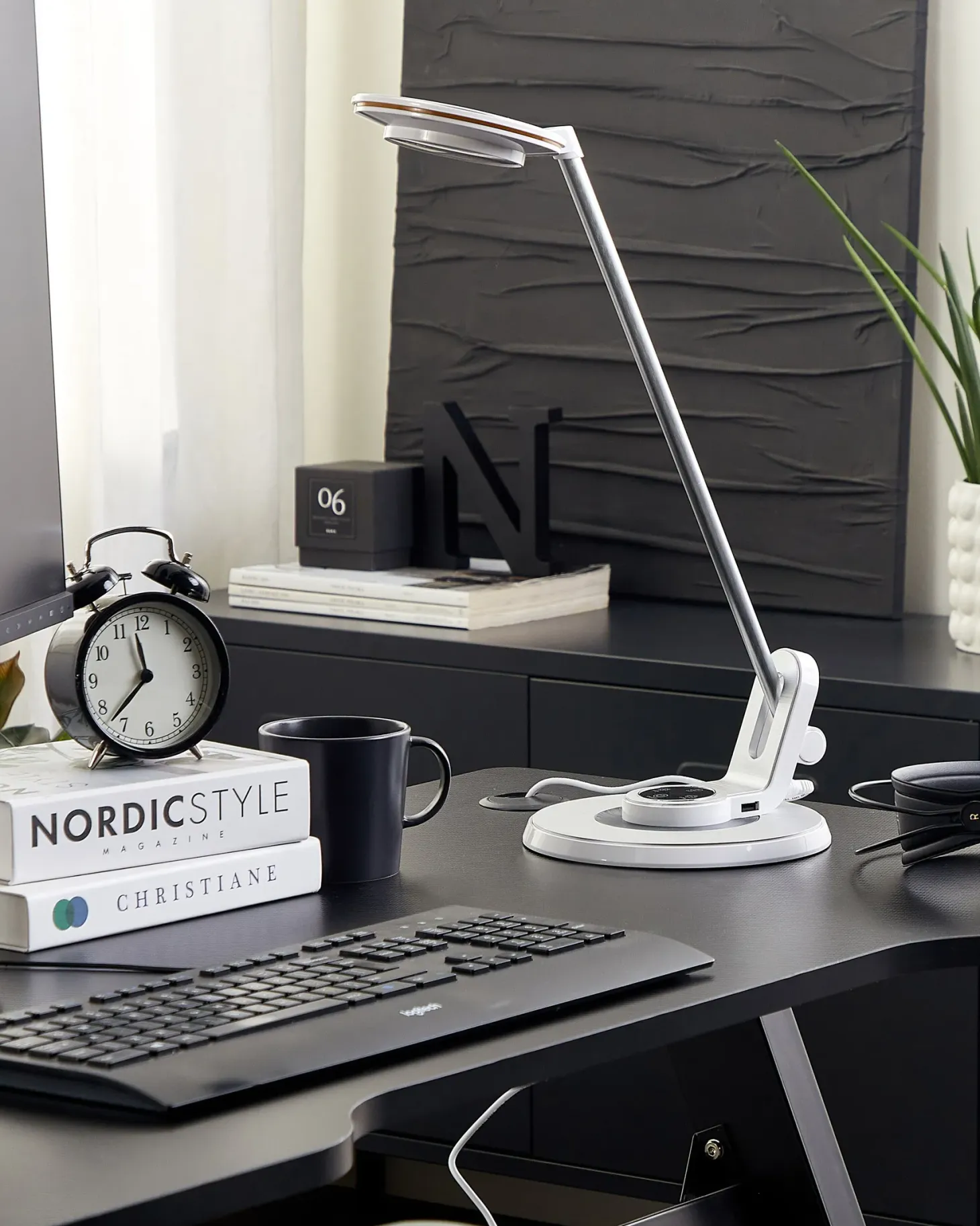 Lampa biurkowa LED CORVUS Ze ściemniaczem Metal Biały/ srebrny