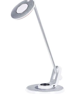 Lampa biurkowa LED CORVUS Ze ściemniaczem Metal Biały/ srebrny
