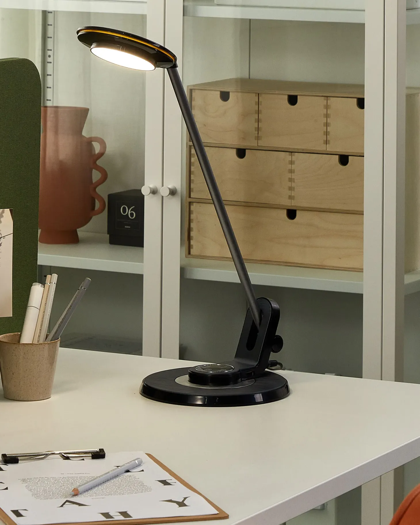 Lampa biurkowa LED CORVUS Ze ściemniaczem Metal Czarny