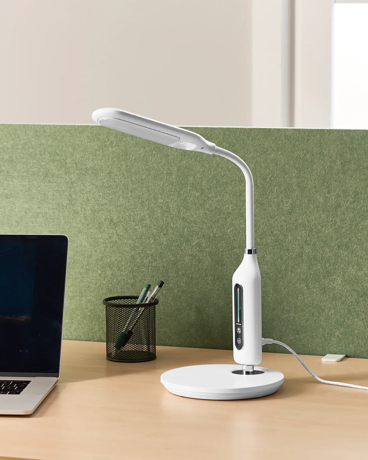 Lampa biurkowa LED CYGNUS Ze ściemniaczem Metal Biały