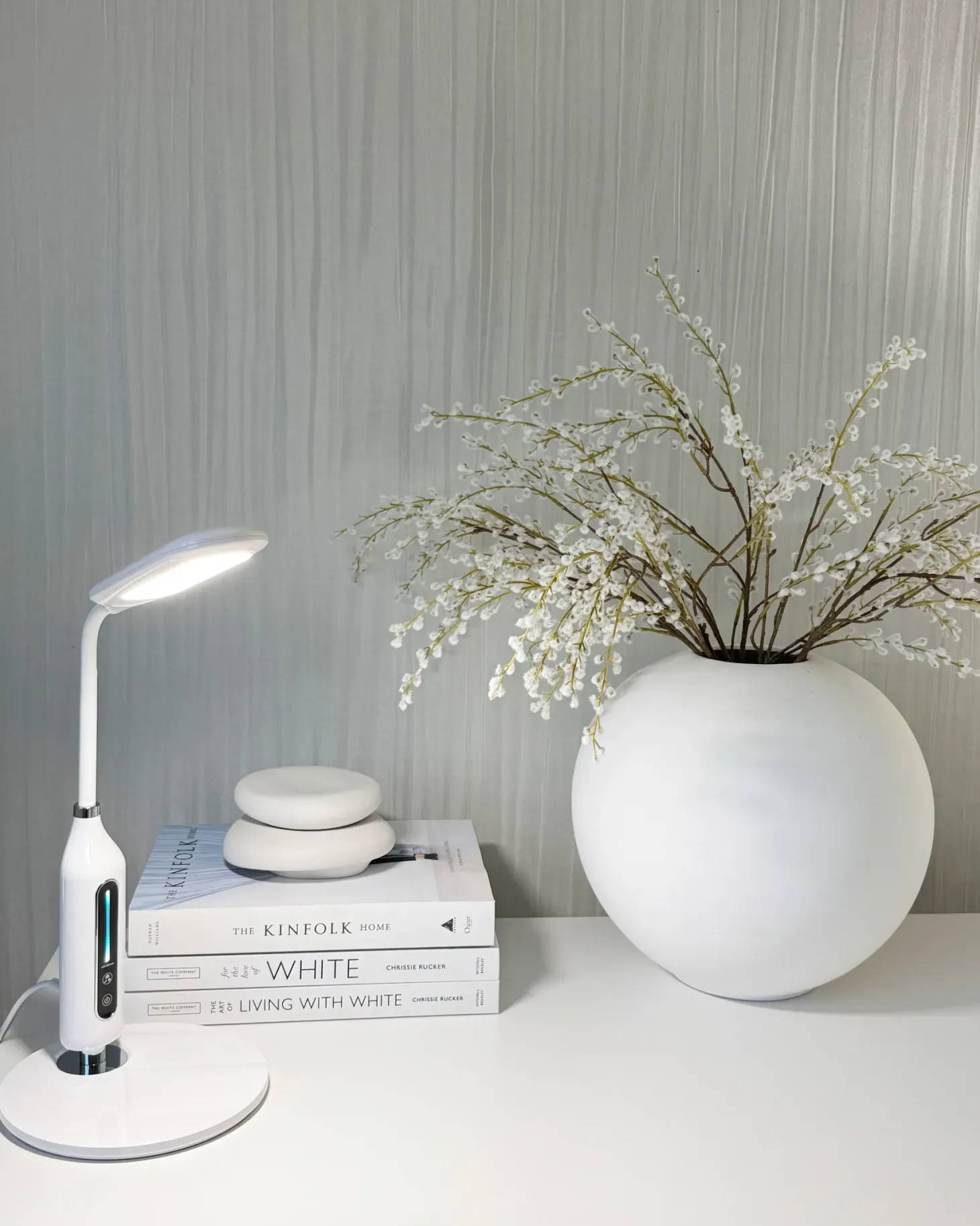 Lampa biurkowa LED CYGNUS Ze ściemniaczem Metal Biały