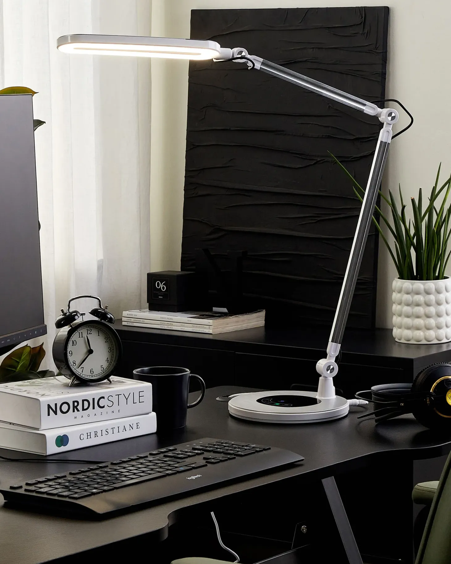 Lampa biurkowa LED GRUS Ze ściemniaczem Metal Srebrny