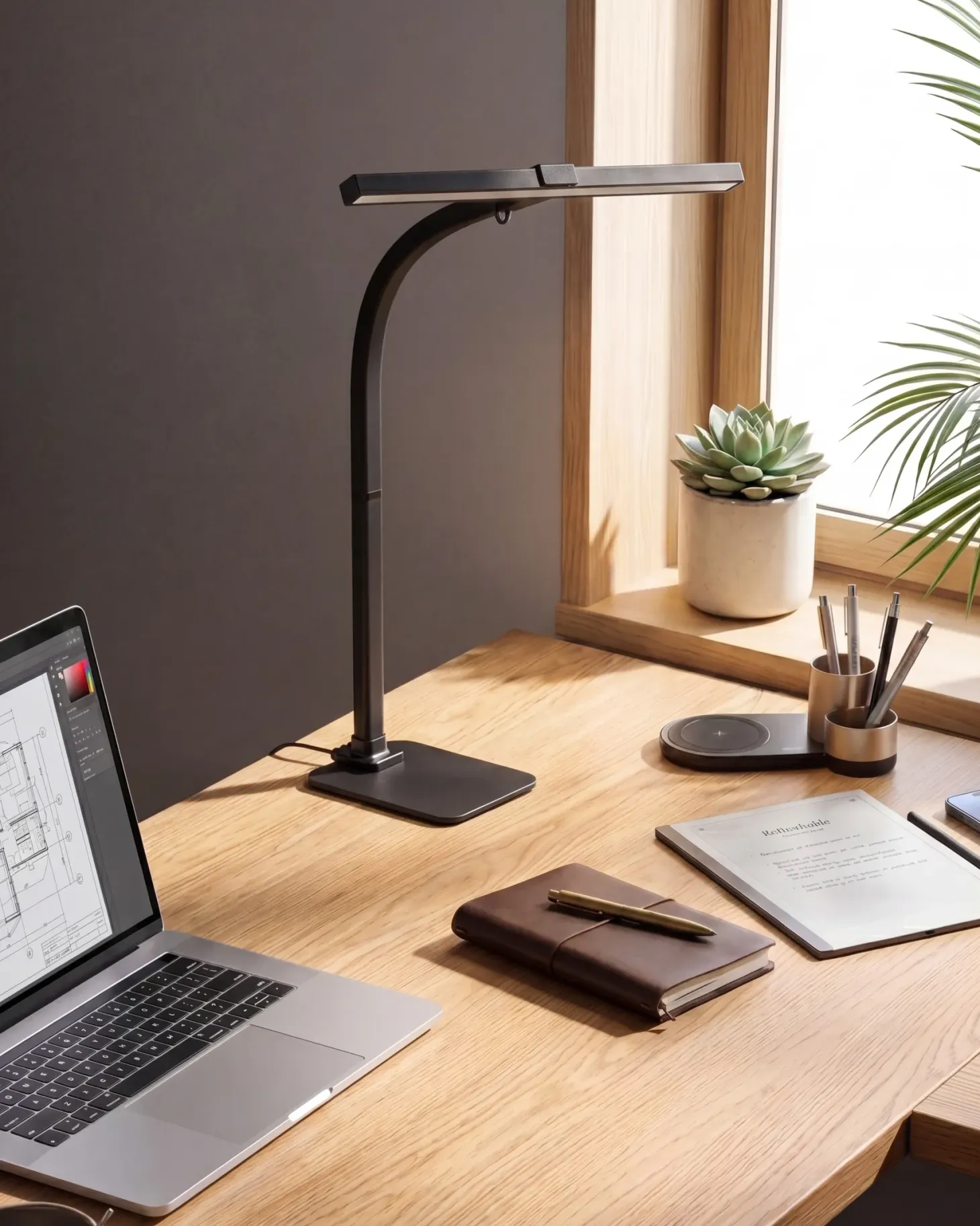 Lampa biurkowa LED KOURIS Z czujnikiem ruchu Metal Czarny