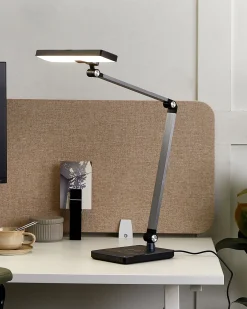 Lampa biurkowa LED LACERTA Z ładowarką indukcyjną Metal Czarny