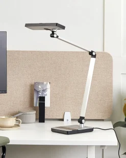 Lampa biurkowa LED LACERTA Z ładowarką indukcyjną Metal Srebrny