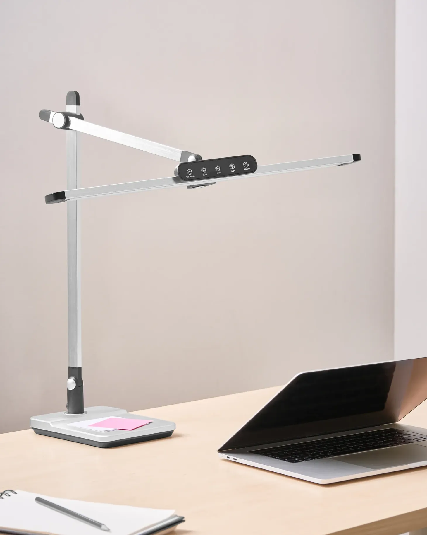Lampa biurkowa LED SERPENS Ze ściemniaczem Srebrny