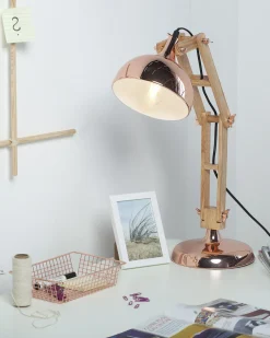 Lampa biurkowa SALADO Regulowana Drewno Miedziany
