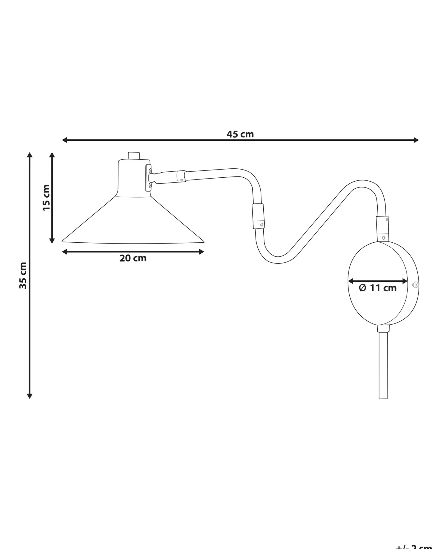 Lampa ścienna BALIEM Biały Metal Regulowana