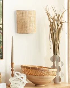 Lampa ścienna CARIO Naturalny Rattan