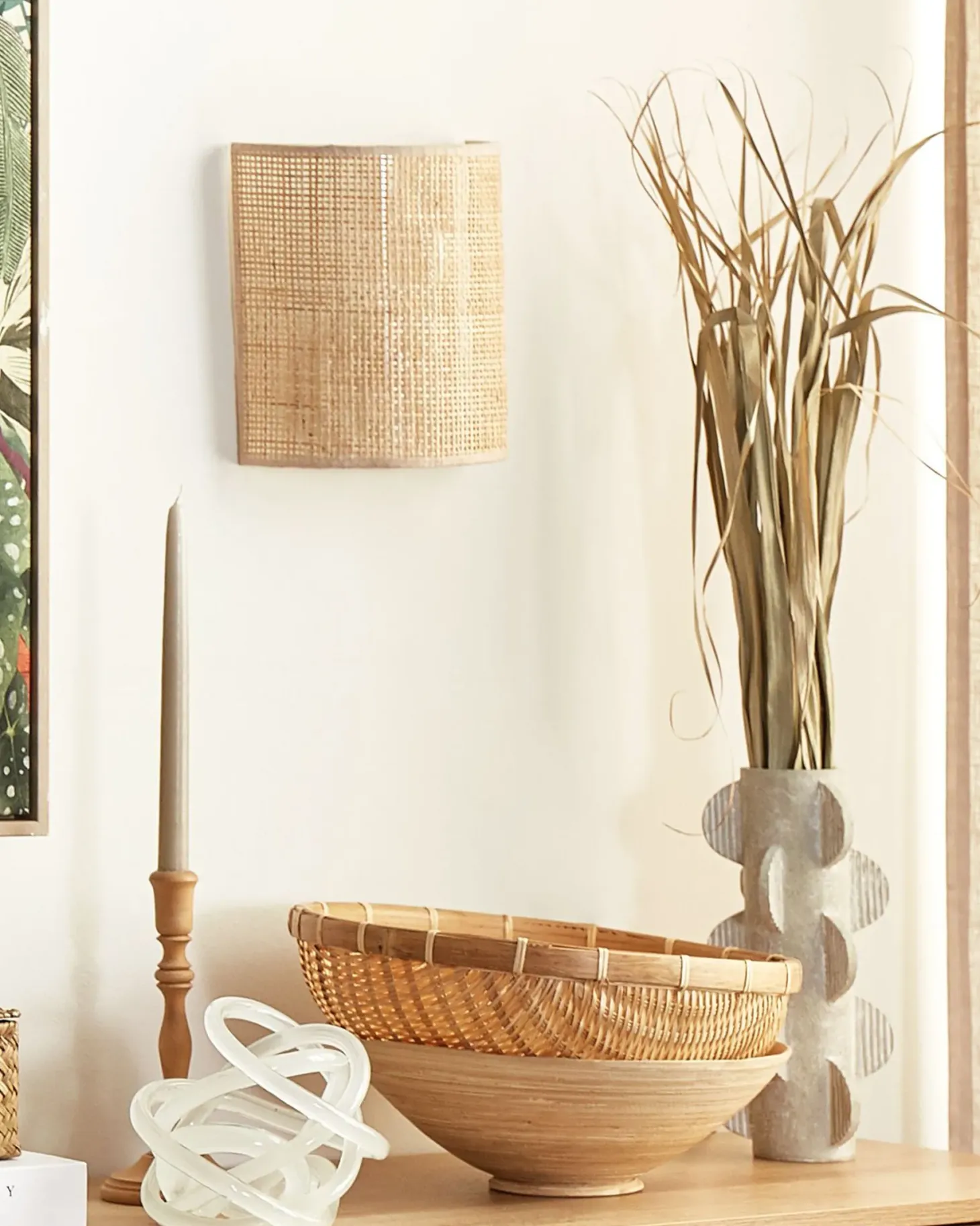 Lampa ścienna CARIO Naturalny Rattan
