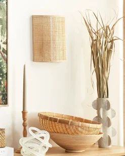 Lampa ścienna DEMITRIE Naturalny Rattan