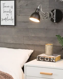 Lampa ścienna HARRINGTON Czarny Metal Regulowana