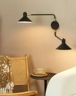 Lampa ścienna KADASSA Czarny Metal Regulowana