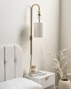 Lampa ścienna LOKY Mosiężny/beżowy Metal