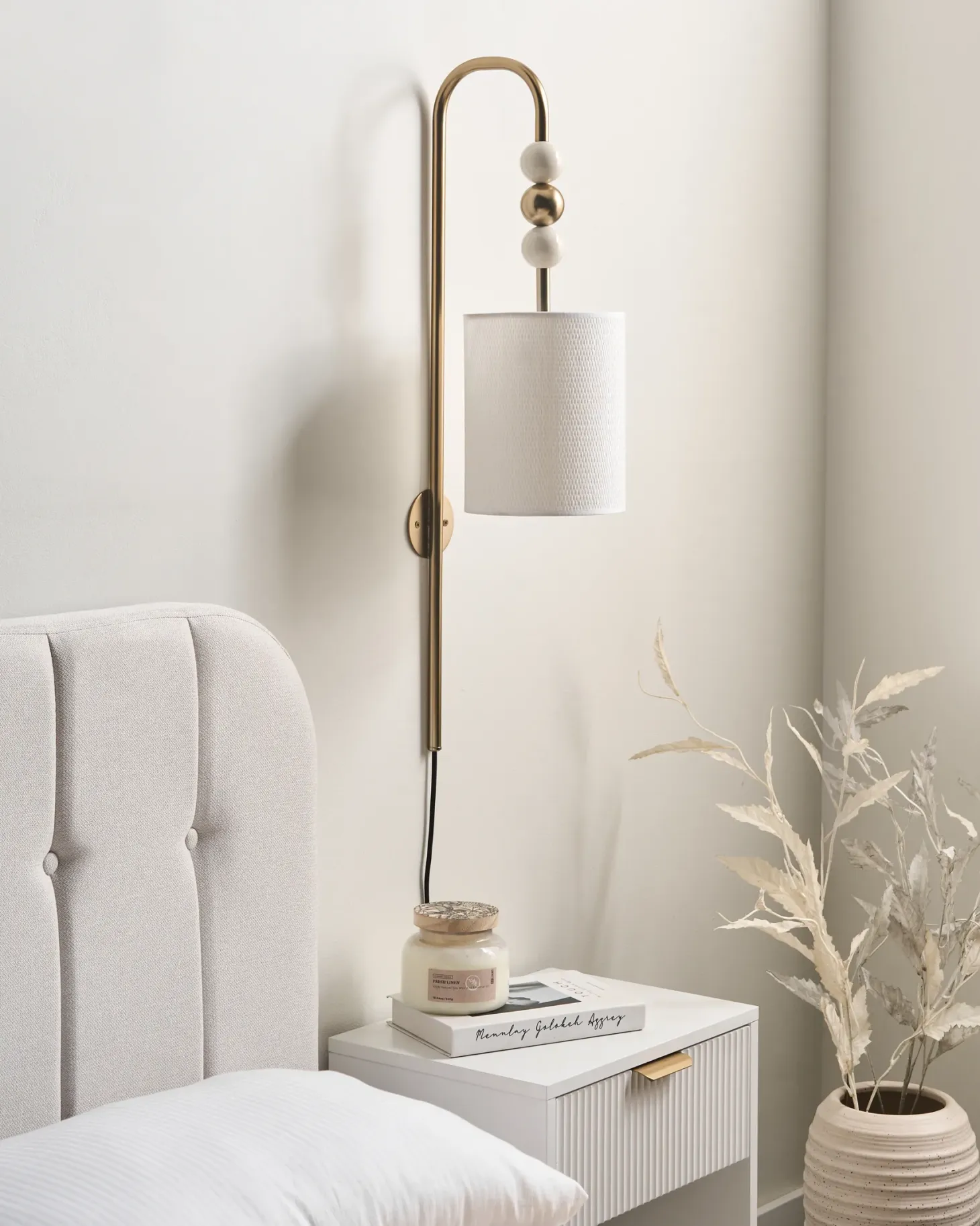 Lampa ścienna LOKY Mosiężny/beżowy Metal
