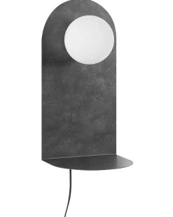 Lampa ścienna MAPI Grafitowy Metal z półką