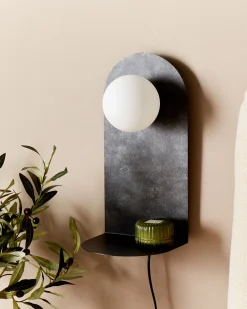 Lampa ścienna MAPI Grafitowy Metal z półką