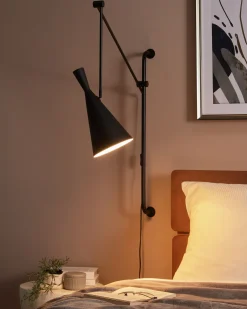 Lampa ścienna MARISA Czarny Metal Regulowana