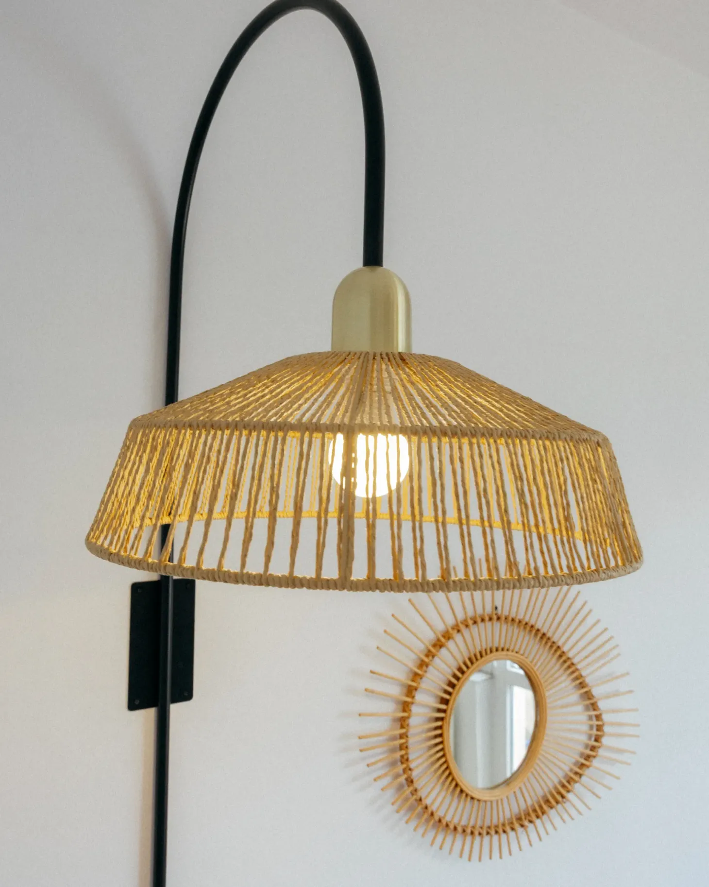 Lampa ścienna NOSARA Naturalny Papierowa plecionka