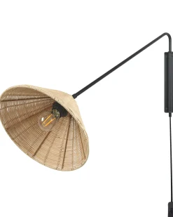 Lampa ścienna PALENA Naturalny Rattan Regulowana