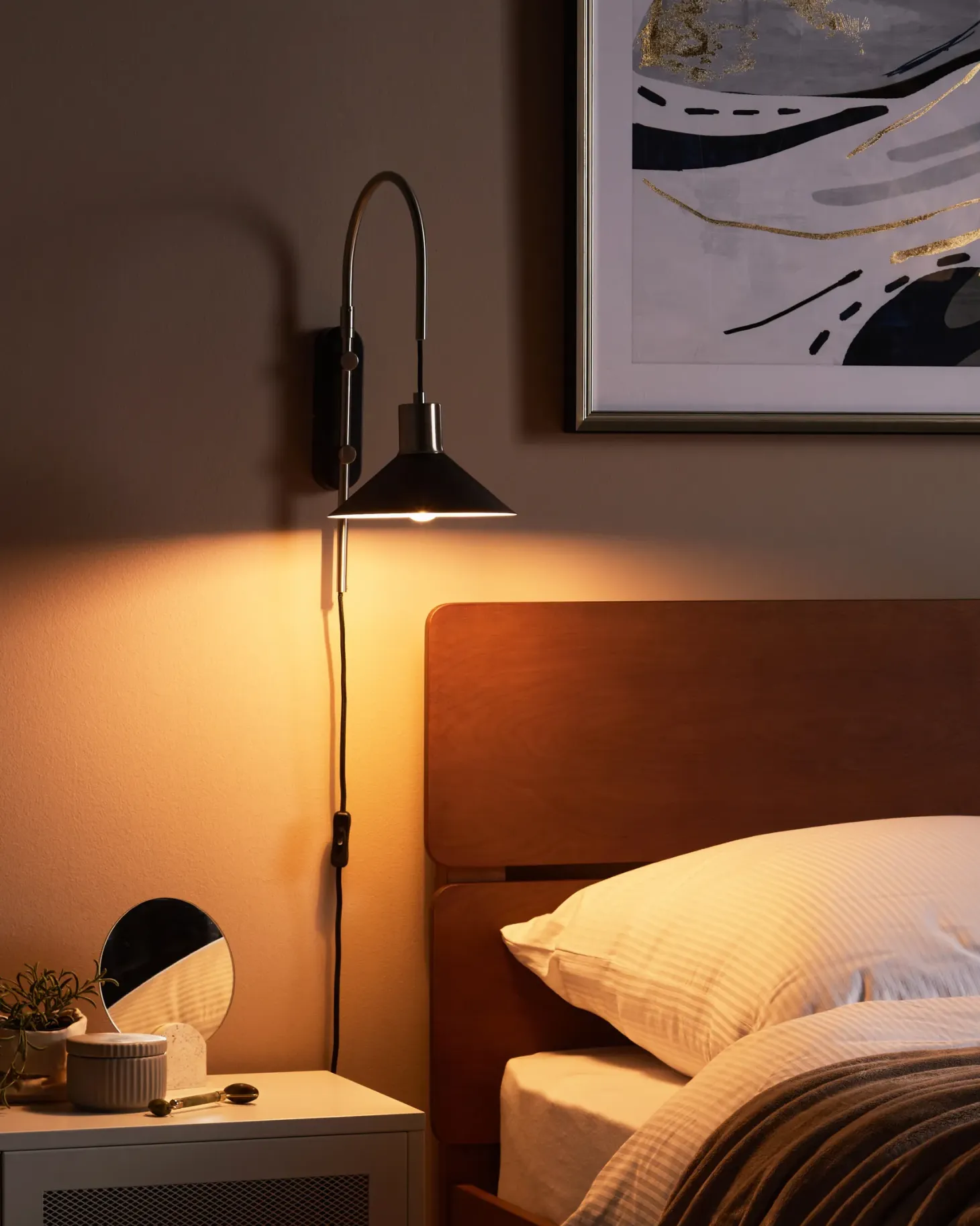 Lampa ścienna SISSA Czarny Metal Regulowana