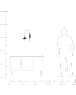 Lampa ścienna SISSA Czarny Metal Regulowana
