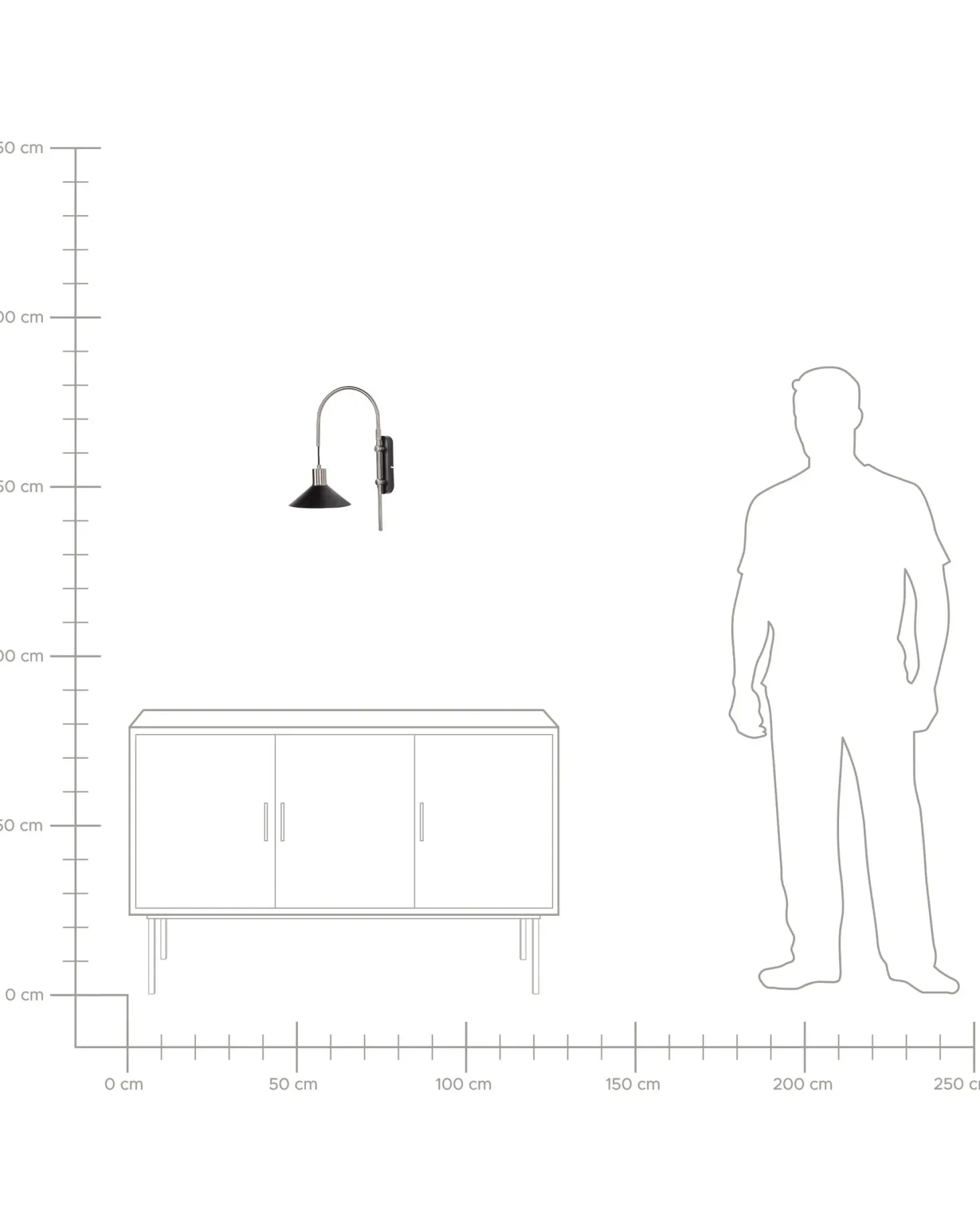 Lampa ścienna SISSA Czarny Metal Regulowana