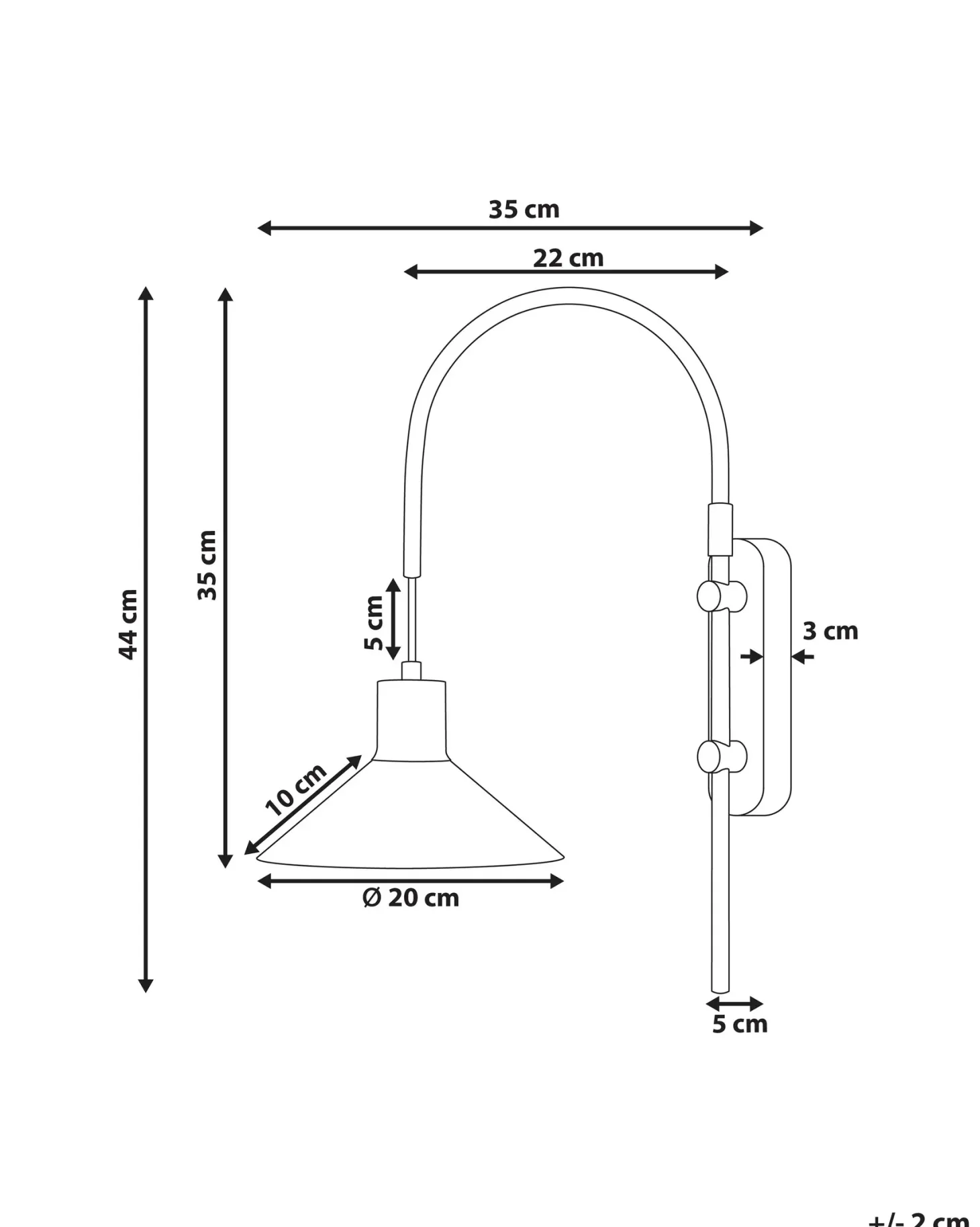 Lampa ścienna SISSA Czarny Metal Regulowana