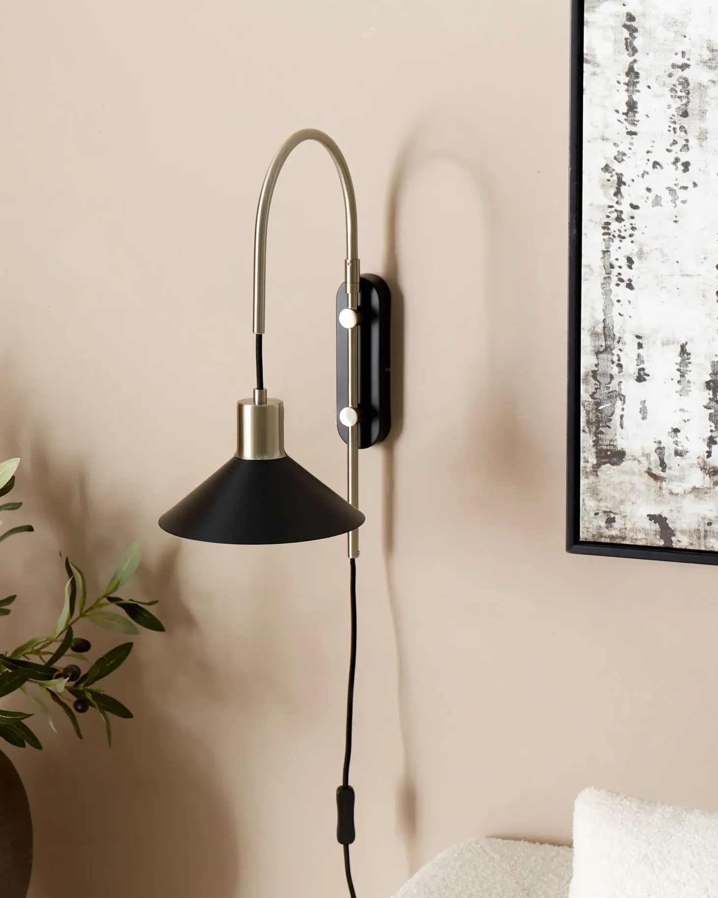 Lampa ścienna SISSA Czarny Metal Regulowana