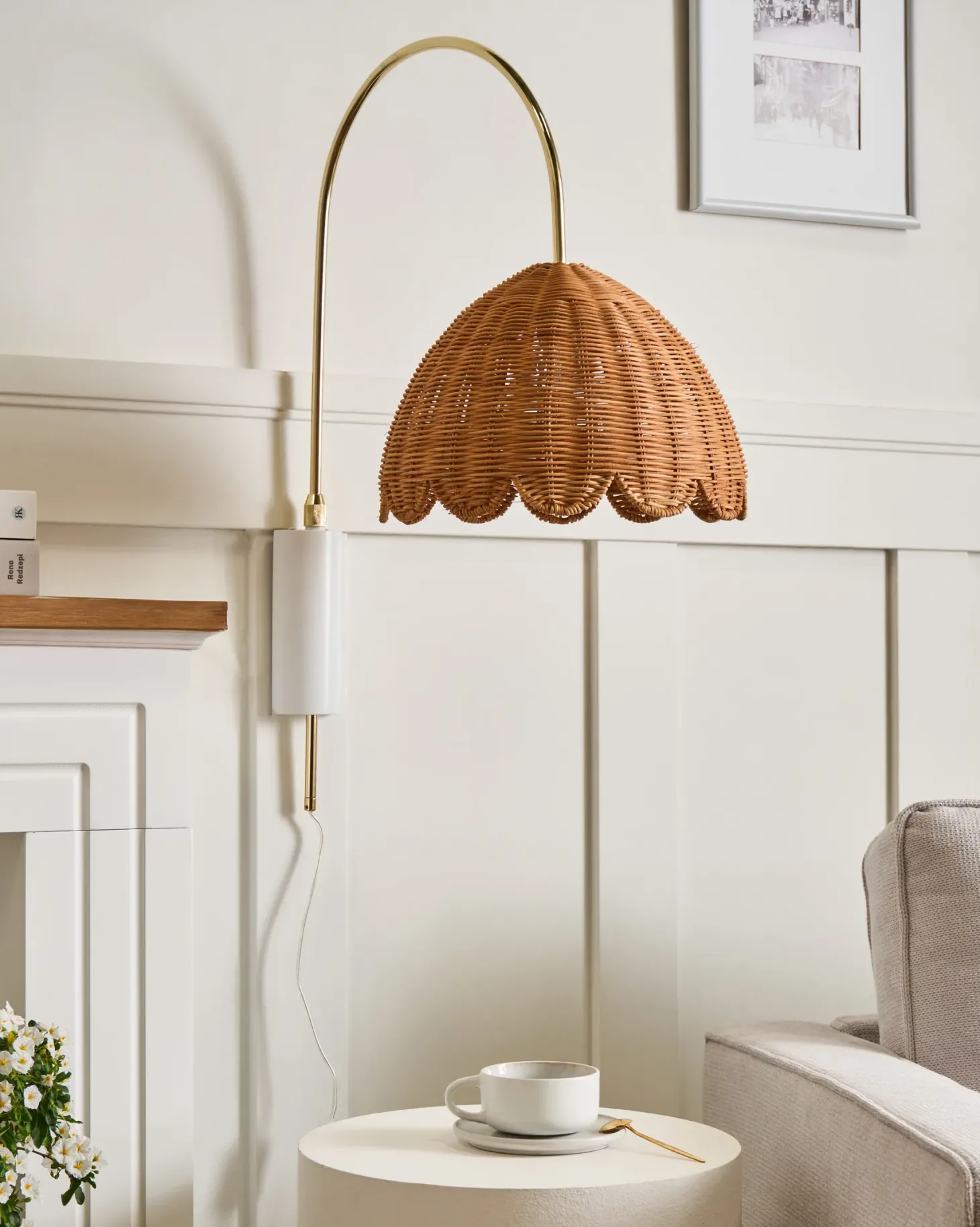 Lampa ścienna VALUKKAI Naturalny Rattan