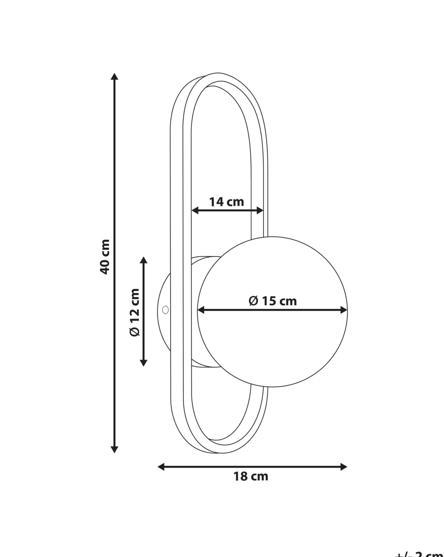 Lampa ścienna VARDI Czarny Metal
