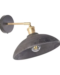 Lampa ścienna YERALA Czarny Drewno mango Regulowana