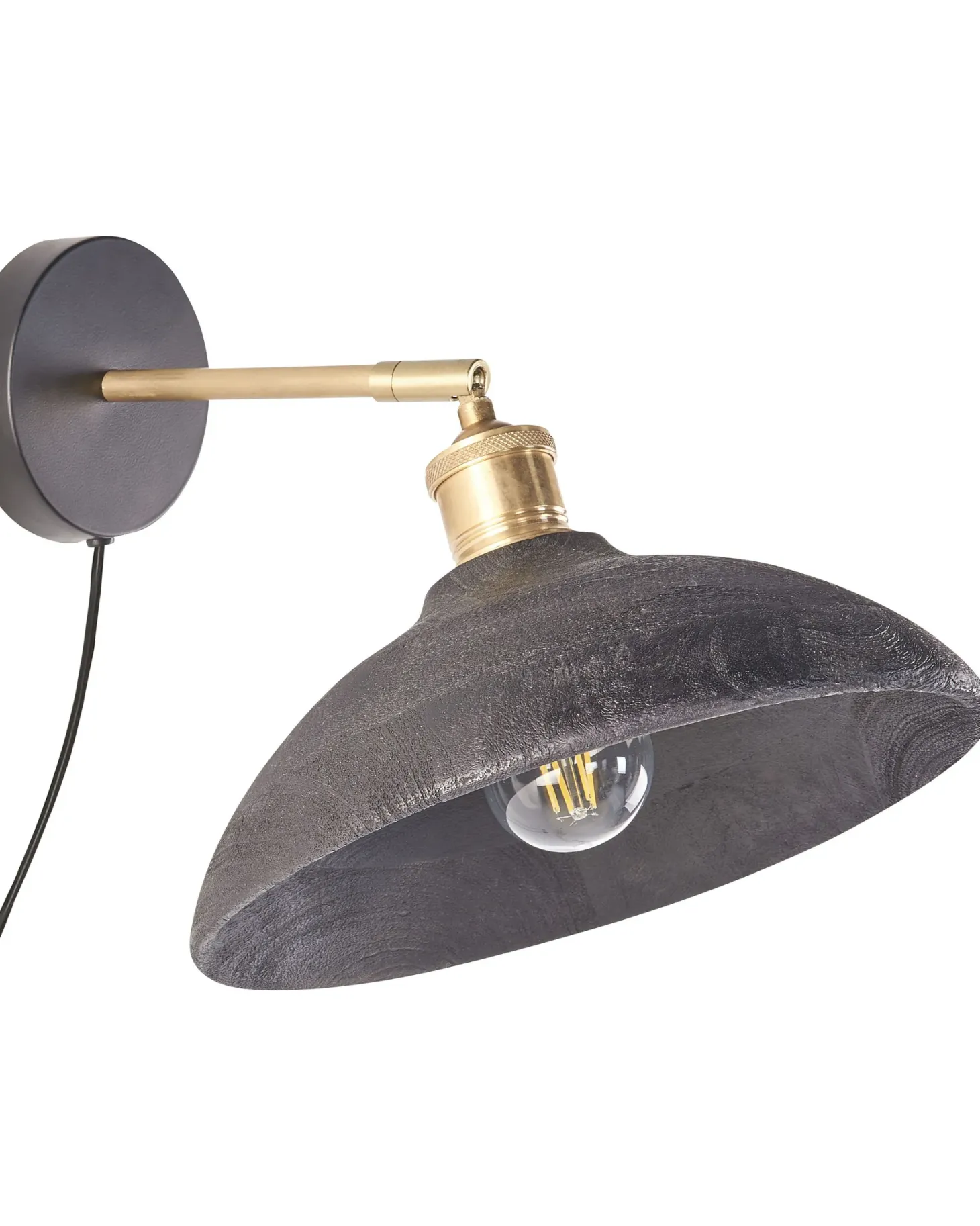 Lampa ścienna YERALA Czarny Drewno mango Regulowana