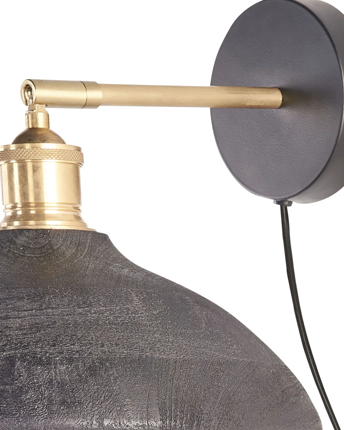 Lampa ścienna YERALA Czarny Drewno mango Regulowana