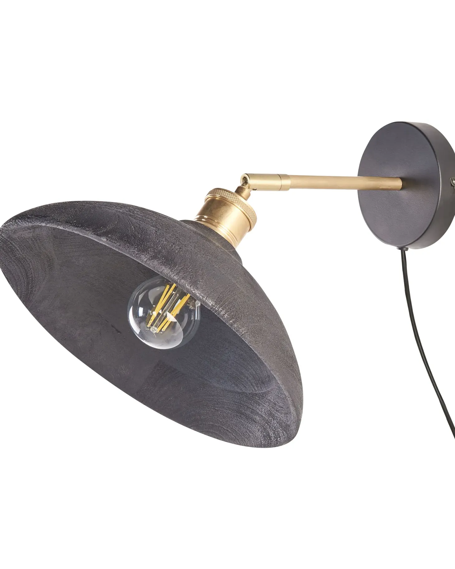 Lampa ścienna YERALA Czarny Drewno mango Regulowana