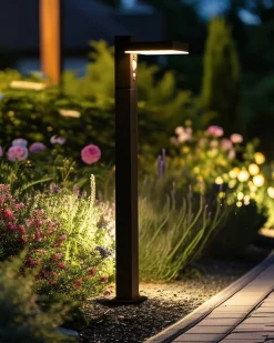 Lampa ogrodowa słupek solarna LED POPLAR Z czujnikiem ruchu Czarny