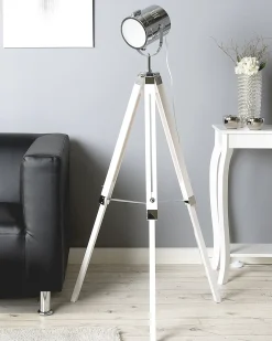 Lampa podłogowa ALZETTE Drewno sosnowe Biały