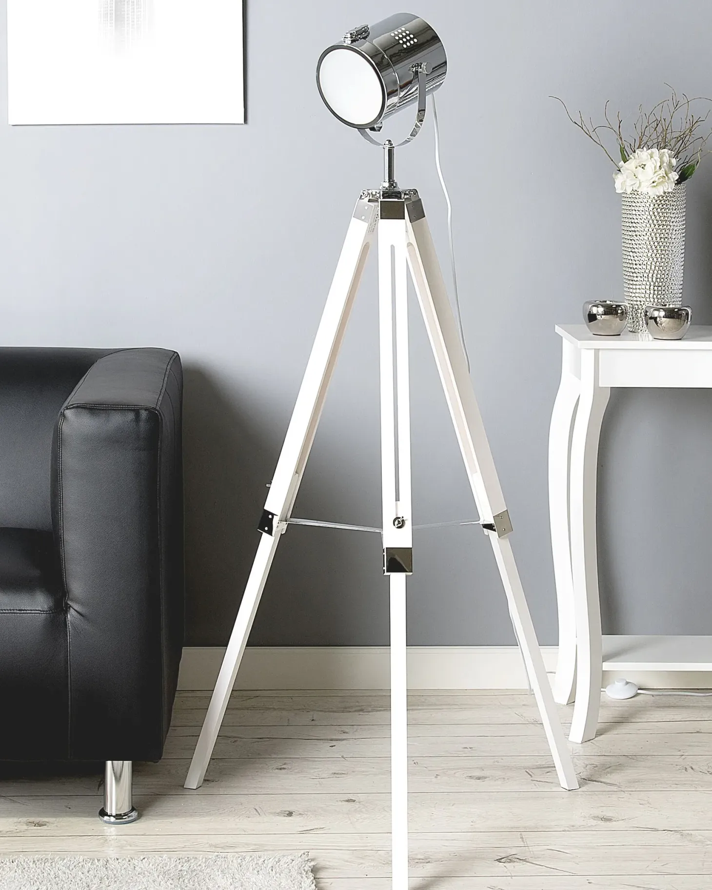 Lampa podłogowa ALZETTE Drewno sosnowe Biały