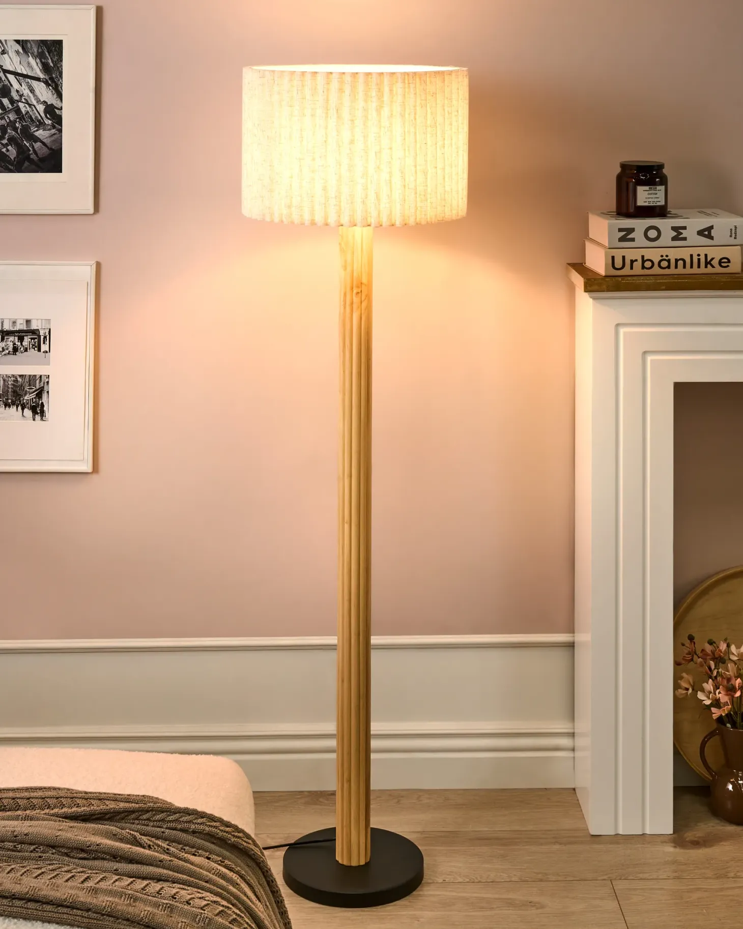 Lampa podłogowa BELESSA Len Jasnobeżowy