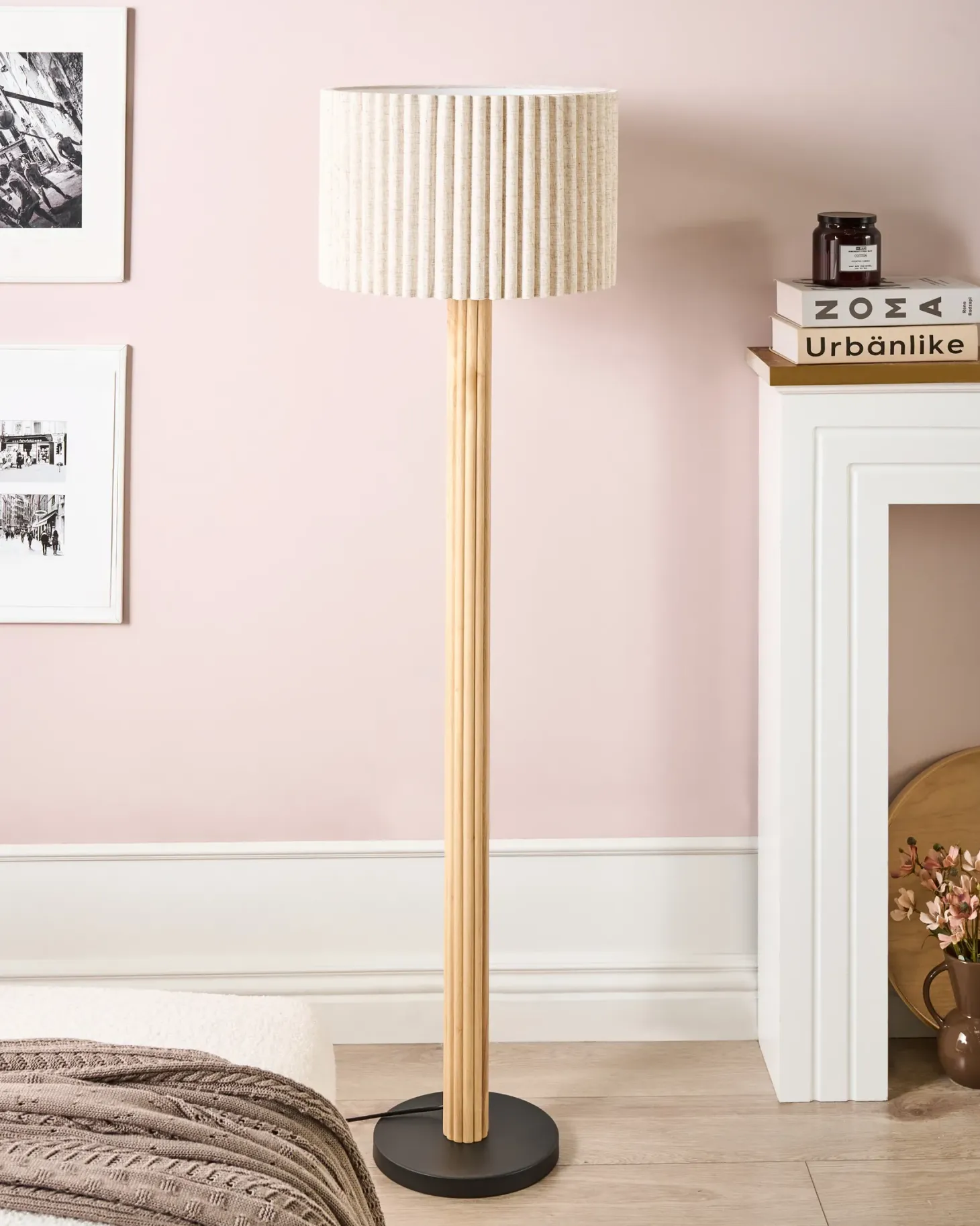 Lampa podłogowa BELESSA Len Jasnobeżowy