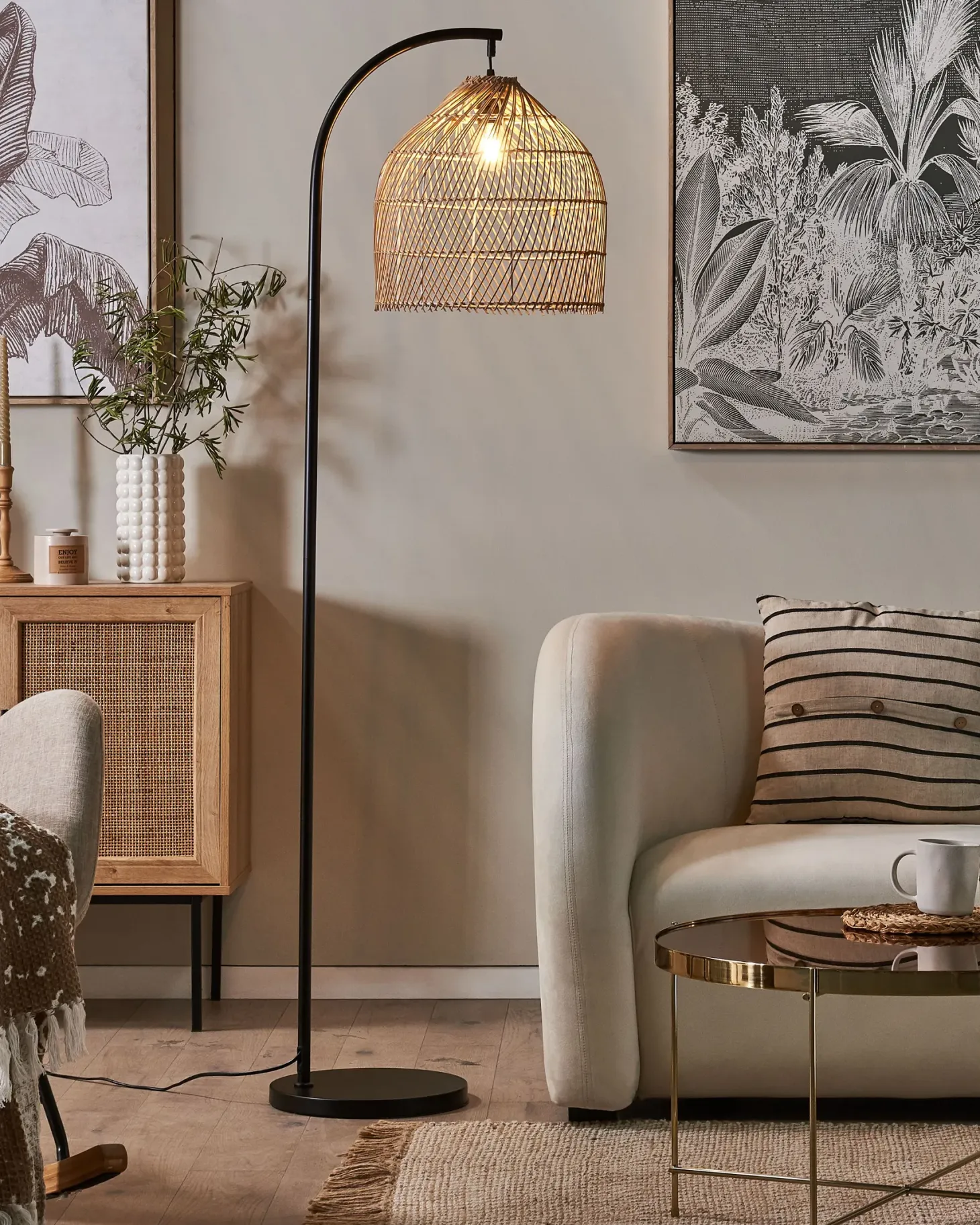 Lampa podłogowa BERNICA Rattan Naturalny