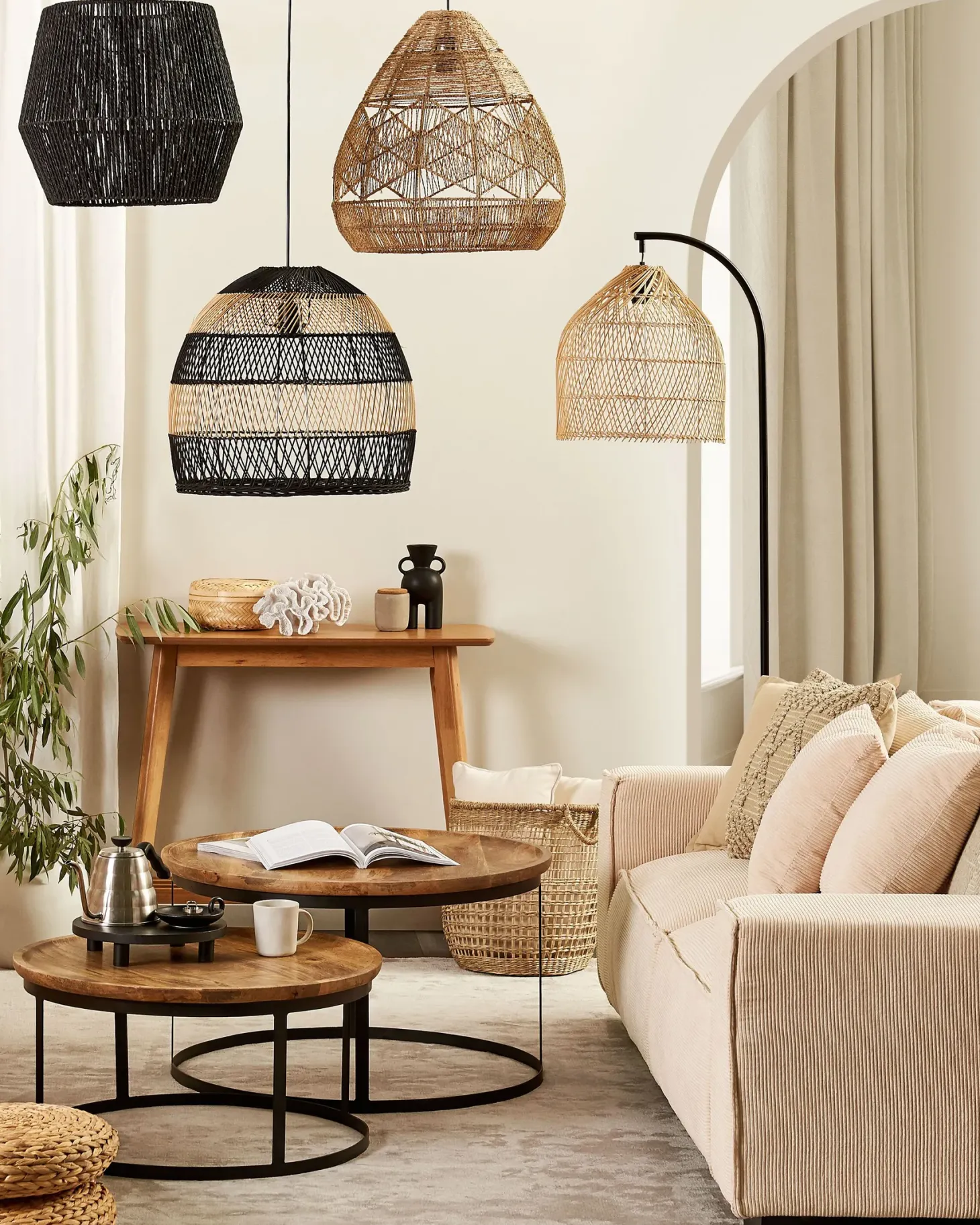 Lampa podłogowa BERNICA Rattan Naturalny